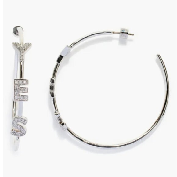 'Yes' Cubic Zirconia Hoop Earrings - Picture 1 of 2
